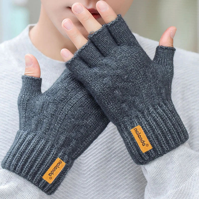 Fashion Winter Autumn Knitted gloves Warm Plush Fingerless gloves for men & Women outdoor sport touchscreen gloves Pi-Mart