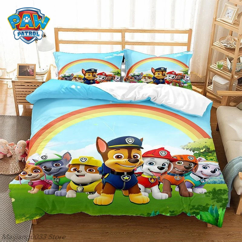 Paw Patrol Cute Puppy Duvet Cover Set, Cartoon Anime Quilt Cover with Pillowcase, Soft Bedding, Bedroom Decor Gift for Kids Pi-Mart