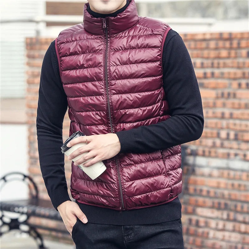 Men's Sleeveless Puffer Jackets Fashion Brand Men Down Vest Coats New Winter Casual Lightweight Down Duck Vest Coats Male LadyShow.Store