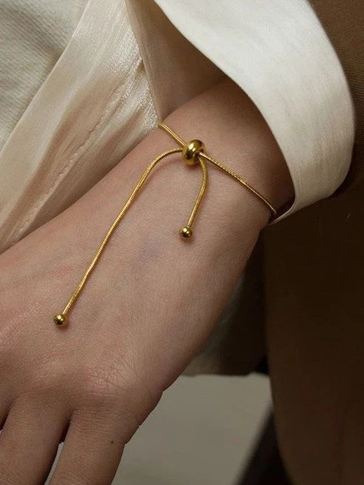 Korean Adjustable Stainless Steel Bracelet for Women Girl Men High Quality Design Gold Color Snake Chain Jewelry Wholesale Pi-Mart