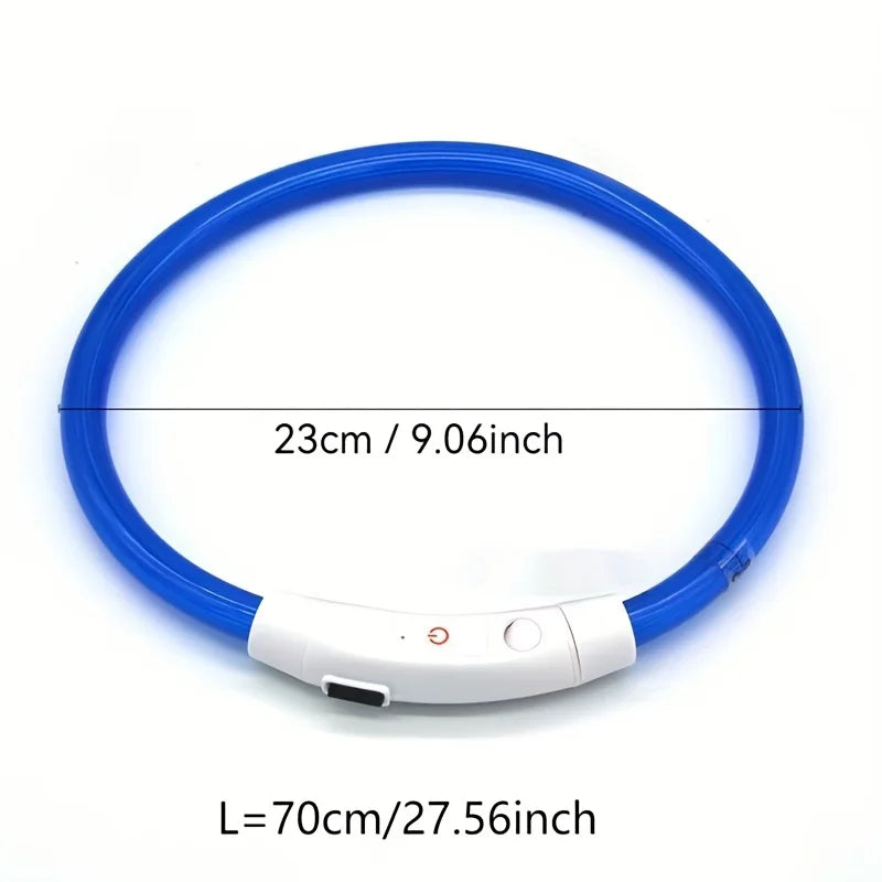 Pet Dog LED Light Collar Luminous Anti-Lost Dog Collar USB Rechargeable Dog Necklace Collar Pi-Mart