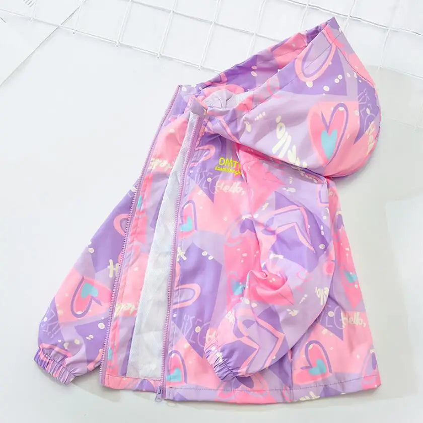 Korean Fashion Jacket For Girls Teenager Casual Gradient Hooded Coat Boys Blazer Spring Autumn Windproof Sweet Coats Windbreaker Pi-Mart