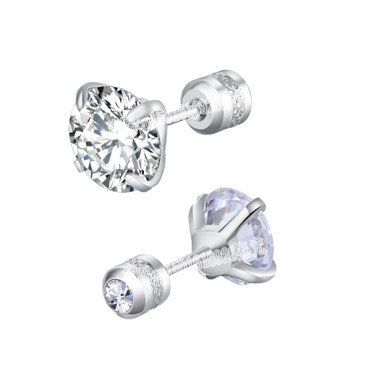 TOP 4 Color Titanium Steel Stud Earrings for Men Women CZ Zircon Screw Silver Black Rose Golden Earring Best Gift Jewelry Pi-Mart