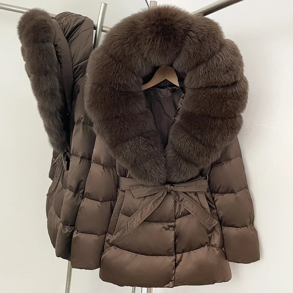 Natural Fur Collar Down Jacket Women Winter 2026 High Quality Duck Down Puffer Parka Windproof Warm Down Coat Outerwear New LadyShow.Store