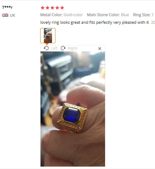 Keisha Lena Gold Plated Titanium Steel Inlay Red Blue Square Stone Men Ring Australian Gem Zirconia Wedding Ring Christmas Gift Pi-Mart