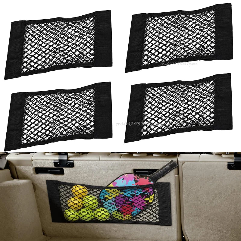 Car Storage Net Stretchable Mesh Pocket Net Magic Elastic Sticker Universal Rear Mesh Trunk Seat Bag Pocket Cage Auto Organizer Pi-Mart