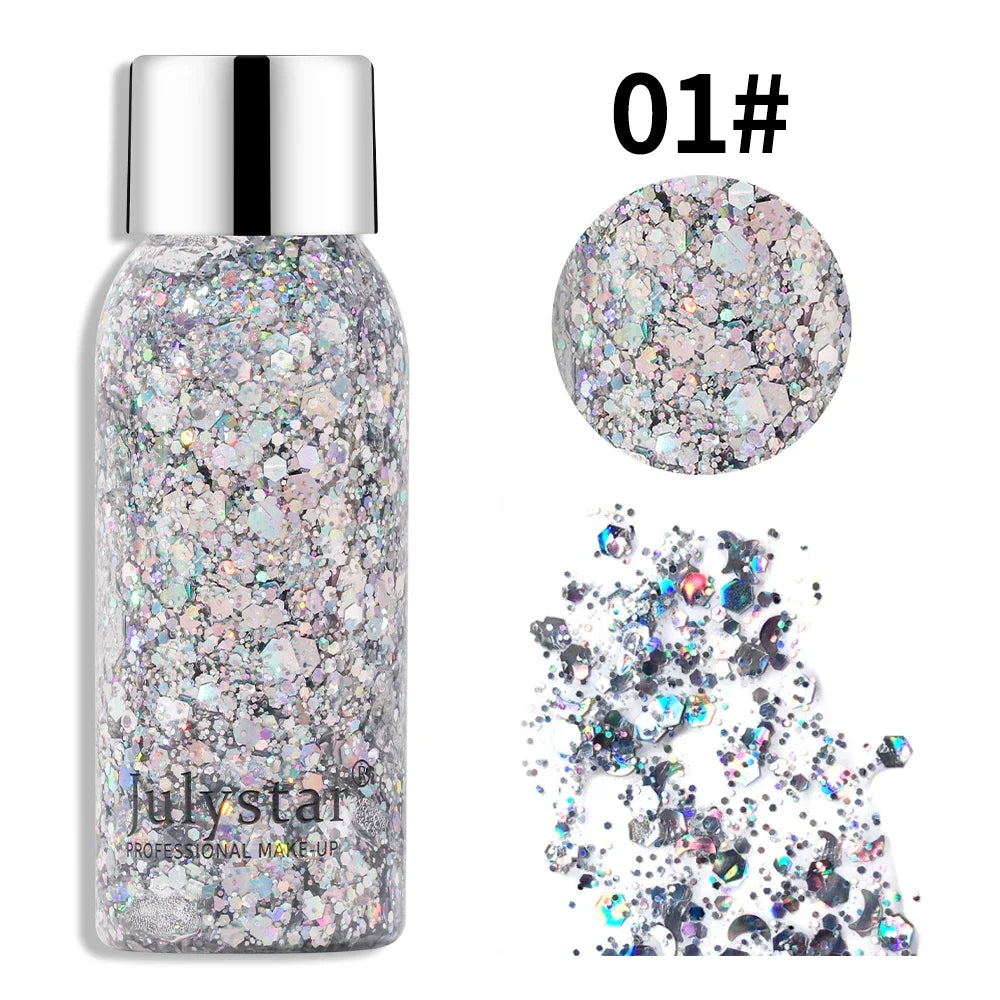 Glitter Eye Shadow Liquid Face Body Sequins Gel Long-Lasting Liquid Face Shimmer Multicolor For Party Music Festival Makeup 30ML Tri Light Beauty
