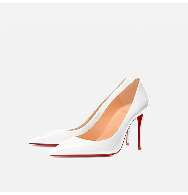 Women Heels Naked Color Women's Elegant High Heel Luxury Black Shoes Woman 2026 Red Shiny Bottoms Pointed Toe Party Ladies Women Pi-Mart