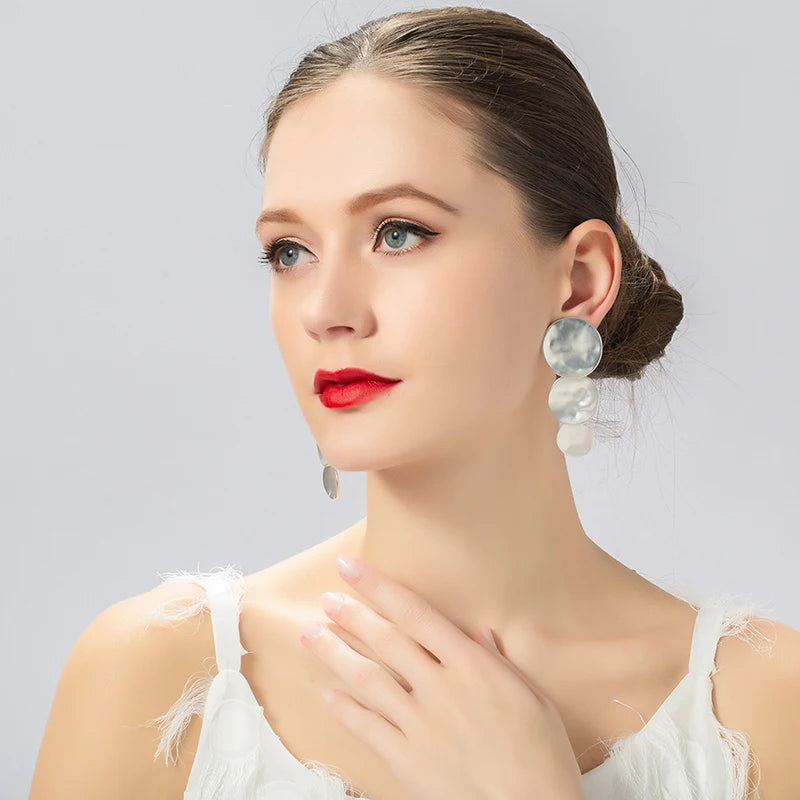 Trendy Vintage Hammered Texture Round Disc Clip on Earrings Non Pierced Matte Platting for Women Statement Earrings Jewelry Pi-Mart