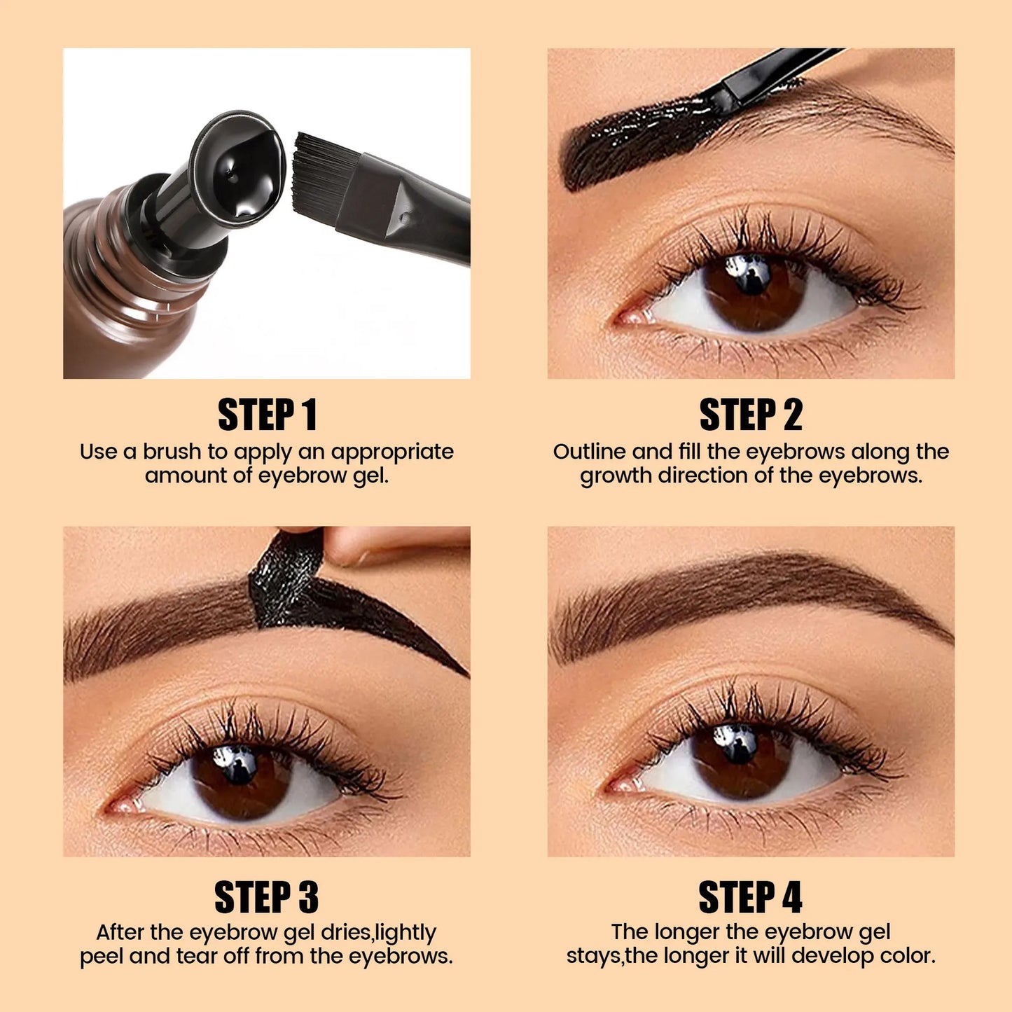 HANDAIYAN 5-color brush head peel-off eyebrow tint Waterproof, long-lasting, and smudge-proof peel-off eyebrow tint Tri Light Beauty