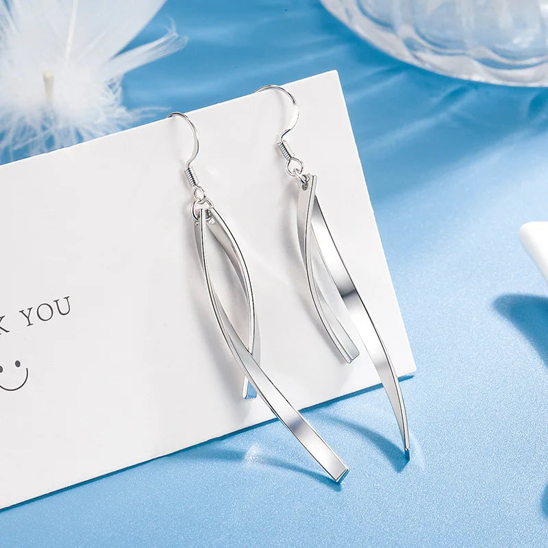 925 Sterling Silver Earrings New Women Elegant Temperament Sterling Anniversary Gift Fashion Jewelry Accessories Geometric Ears Pi-Mart