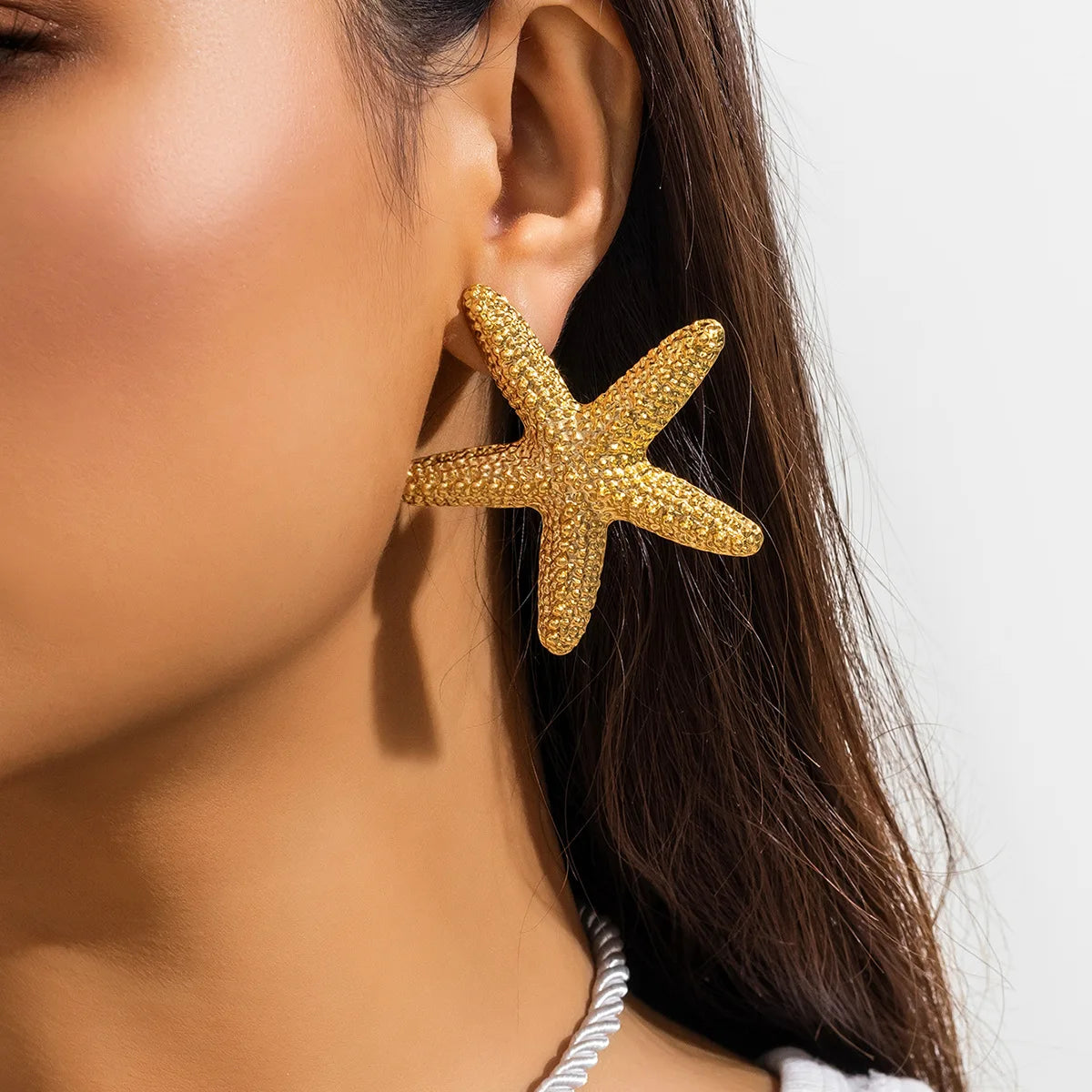 IngeSight.Z Exaggerated Big Starfish Pendant Necklace Women Punk White Thick Rope Chain Choker Necklace Party Jewelry Gift Pi-Mart
