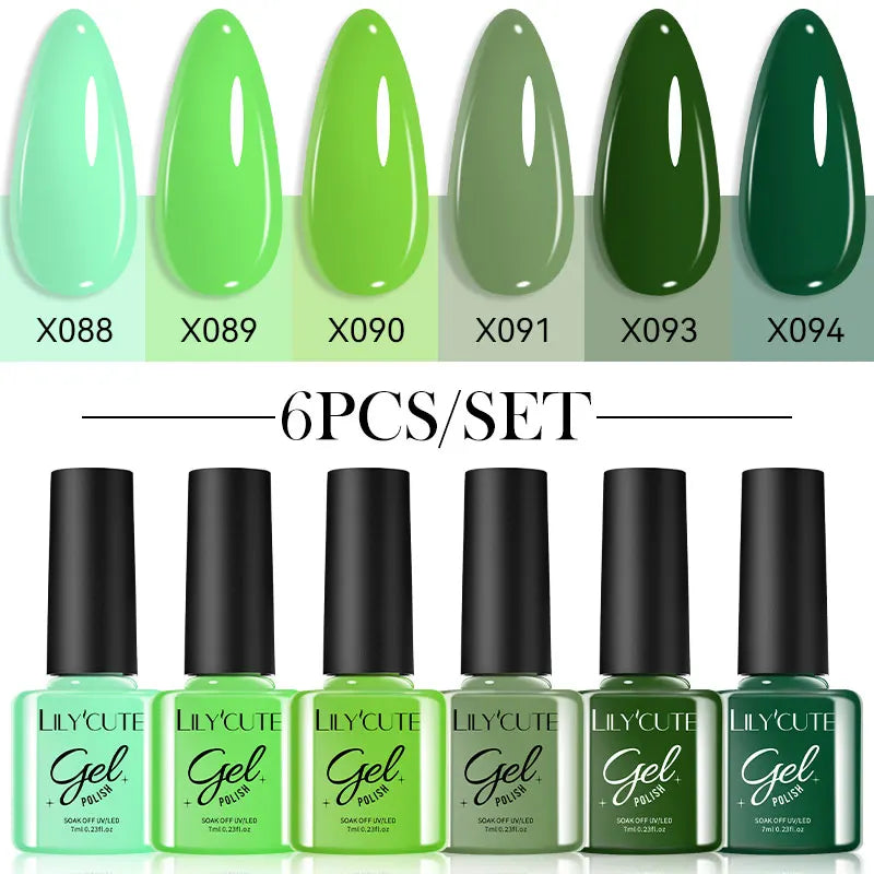 LILYCUTE 6Pcs/set 7ml Coffee Series Gel Nail Polish Kit 125 Colors Manicure Semi Permanent Soak Off UV Nail Art Gel Varnish Tri Light Beauty