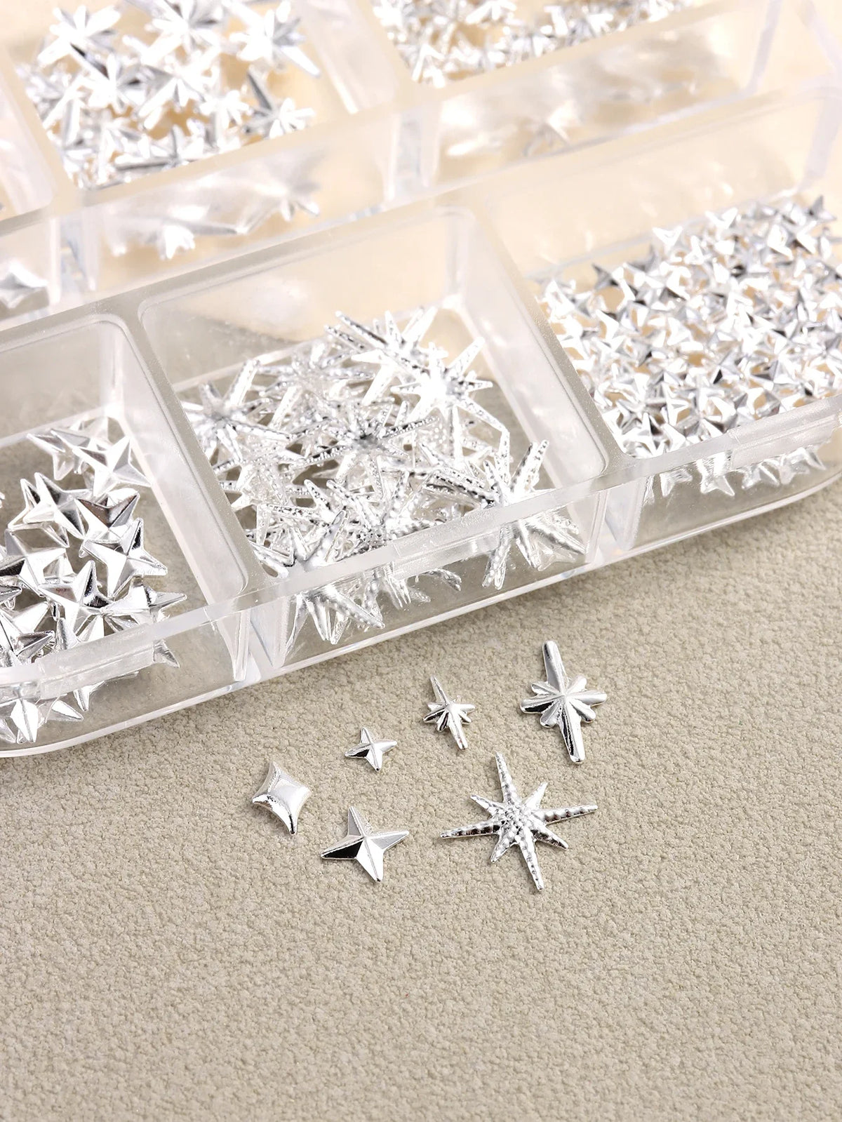 6/12Grids Gold Star Moon Metallic Rivet 3D Nail Charms Alloy Sun Moon Starlight Rhinestones Nail Studs For Nail Art Decoration Pi-Mart