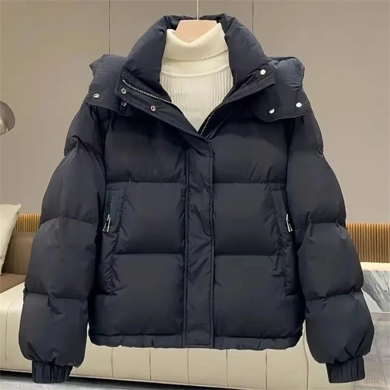 Cotton-Padded Coat Ladies New Autumn Winter 2025 Korean Down Jacket Women's Parkas Short Bread Outerwear Hooded Cotton Jackets LadyShow.Store