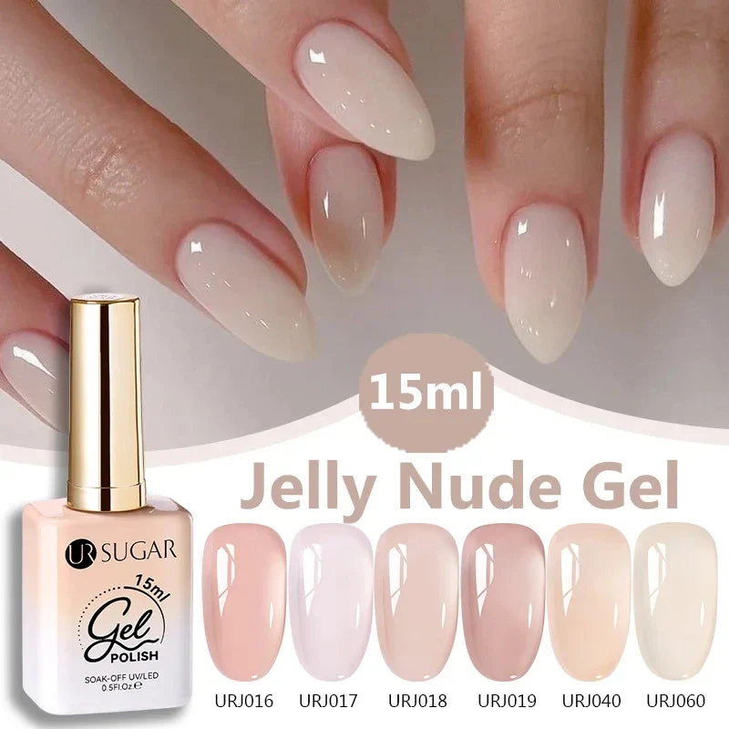 UR SUGAR 15ml Jelly Milky White Translucent Color Gel Polish Semi Permanent UV Gel Nail Art Soak Off Gel Varnish Latest Fashion Tri Light Beauty