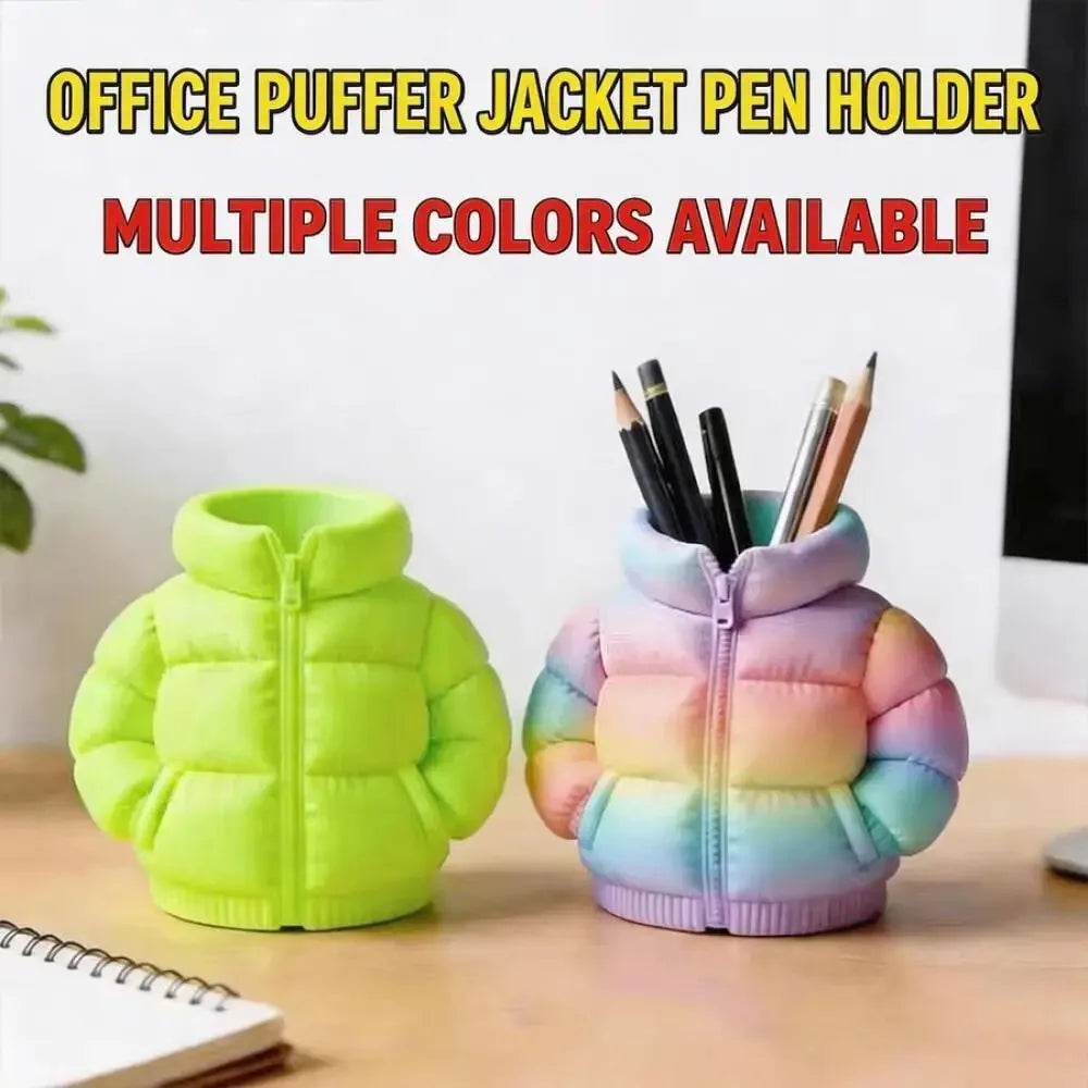 Down Jacket-Shaped Pen Holder Desktop Organizer for Stationery Makeup Brushes Home Office Shelf Decor, for Shool Gift LadyShow.Store