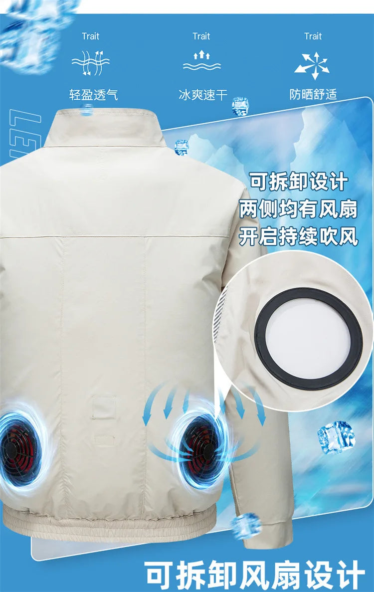 Cooling Air Conditioning Clothes with Fan Outdoor Charging Summer Cooling Welding Labor Overalls Men Pi-Mart