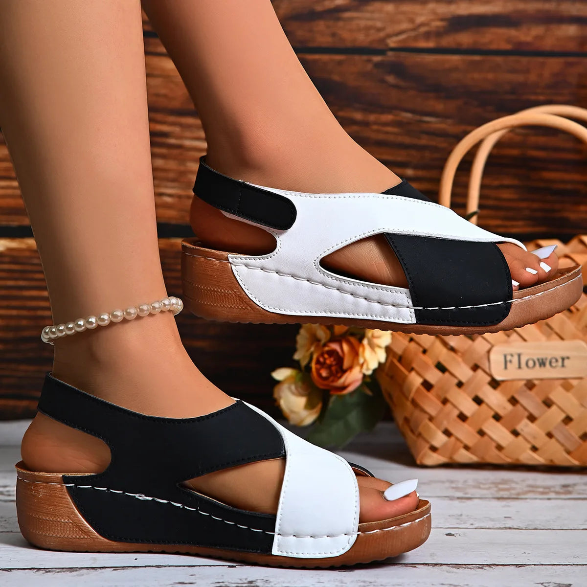 2025 Platform Wedge Sandals for Women Summer Leisure Comfortable Non Slip Thick Bottom Beach Shoes Sandalias Mujer Plus Size 43 Pi-Mart