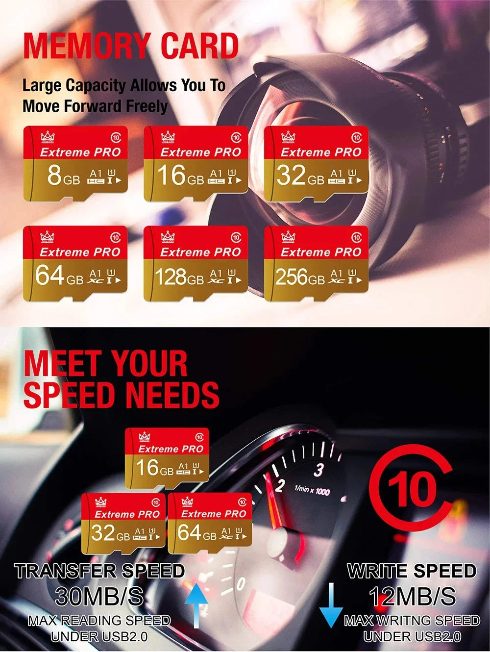 Memory Card 16GB 32GB Mini SD Card 64GB 128GB 256GB MiniSD Max Uitra C10 TF card cartao de memoria for Mobile Phone Monitoring Pi-Mart