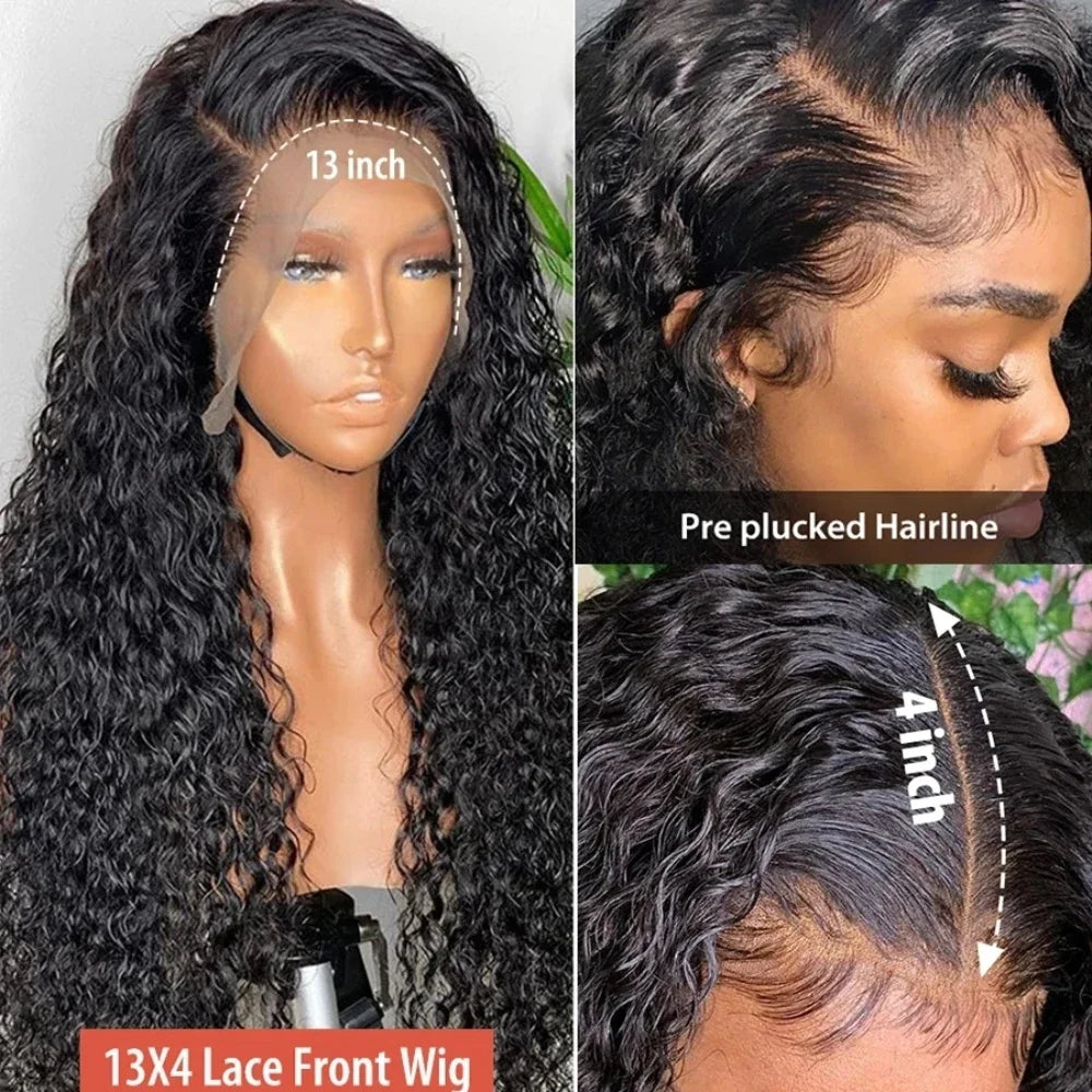 Burmese Curly Human Hair Wigs 220% Density 13x4 Lace Frontal Human Hair Wigs 30 40 Inch Natural Color 13x6 Hd Lace Front Wigs LadyShow.Store