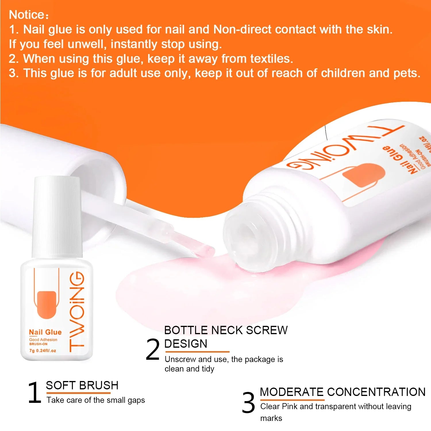 7g Super Strong Nail Glue For False Nail Tips, Acrylic Nails,Press On Nails,Fake Nails Art Decoration Lasting Adhesion Tri Light Beauty