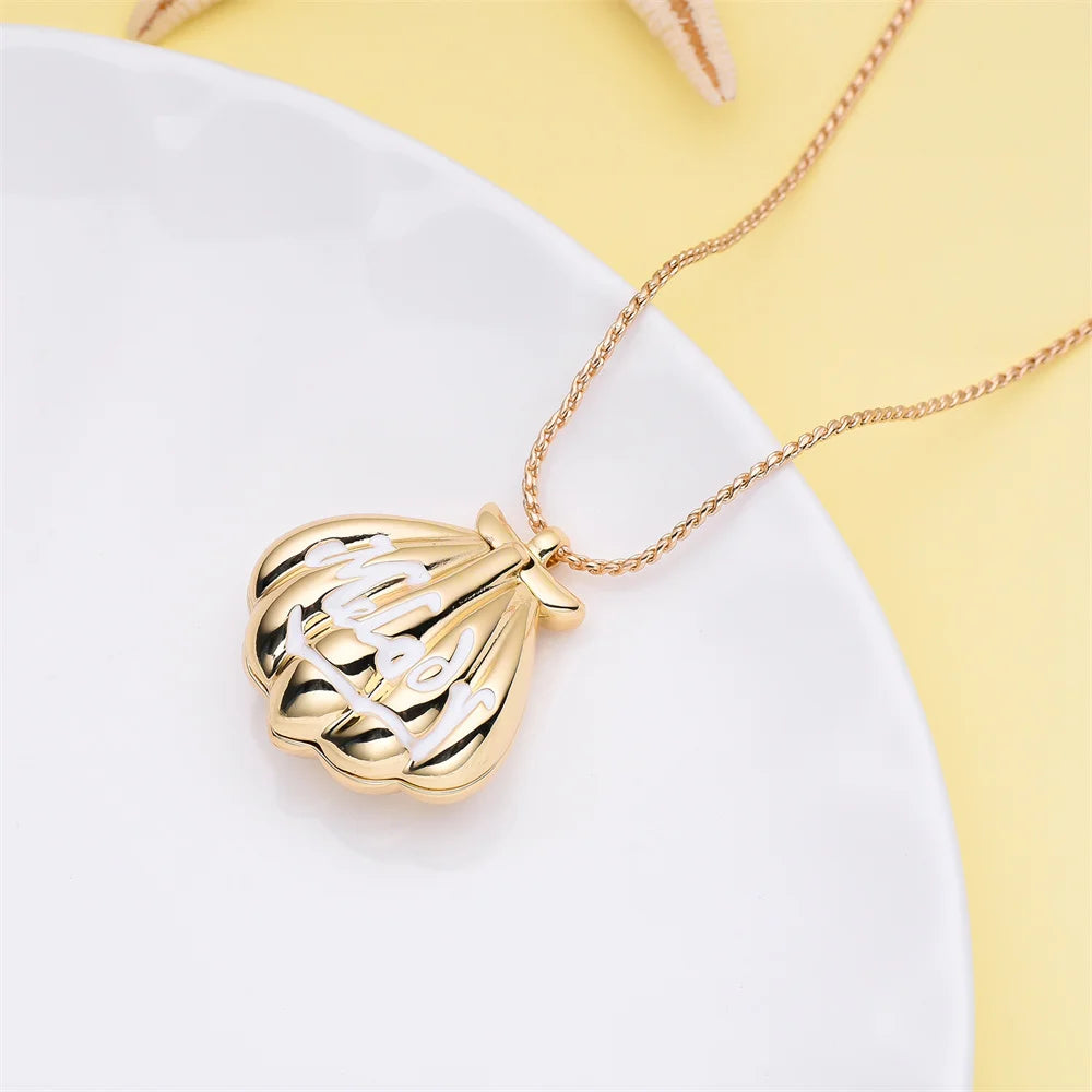 Fashion Melody Mermaid Shell Pendant Design New Luxurious Exquisite Romantic Necklace Jewelry for Wife Daughter Dream Gift Pi-Mart