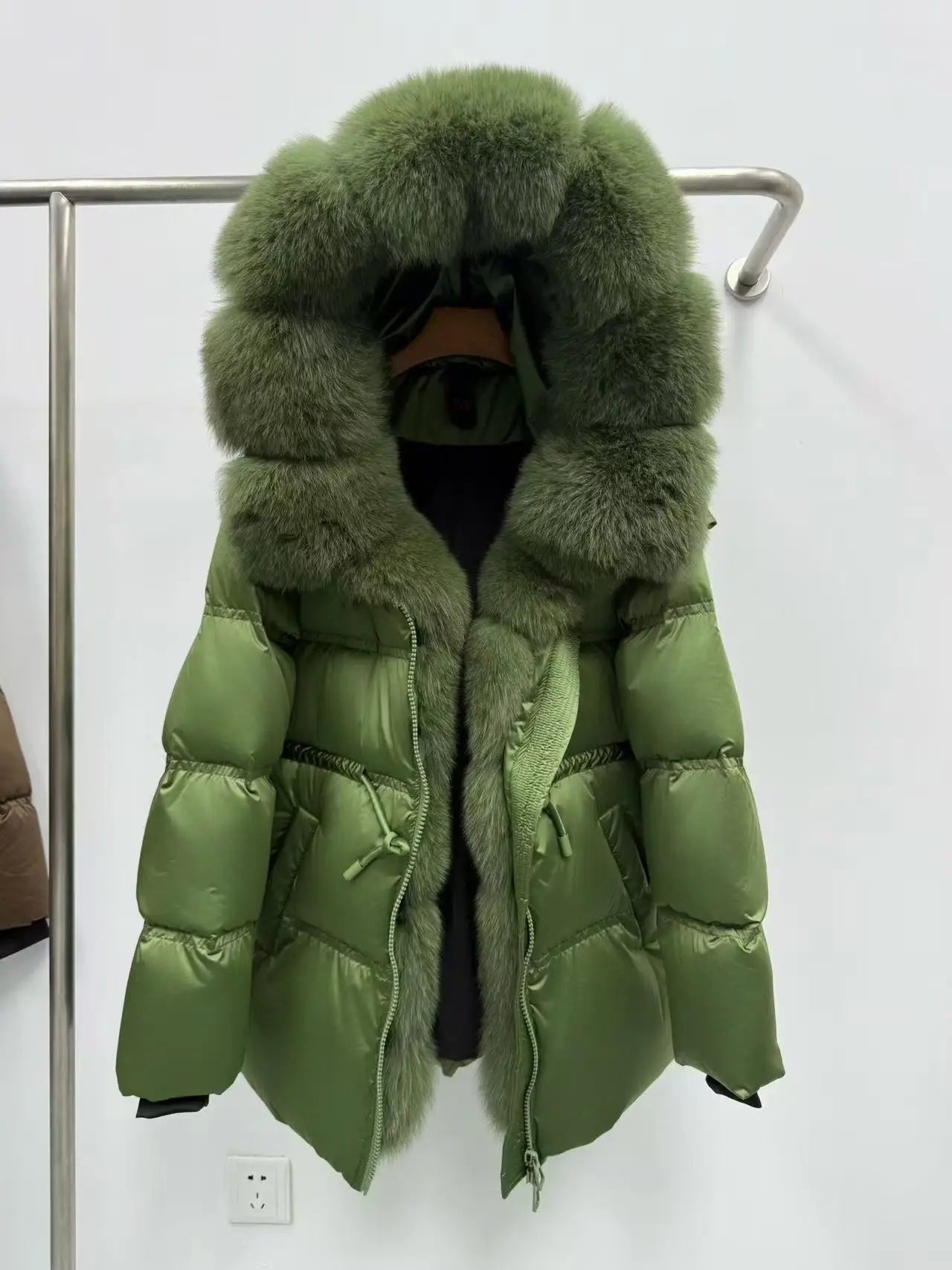 Fox Fur Jacket Women Loose Hooded White Goose Down Coat Female New Autumn Winter Thick Warm Natural Real Fur Puffer Jacket Lady LadyShow.Store