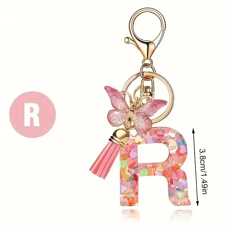 Fashion DIY A-Z Letters keychain Metal Holder Pendent Key Chain Women Car Key Ring Simple Letter Name Key Party Gift Jewelry Pi-Mart