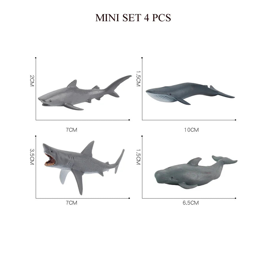 Realistic Mini Ocean Animal Figurines Plastic Marine Sea Creatures Whale Shark Dolphin Turtle Penguin Model Playset Gift for Kid LadyShow.Store