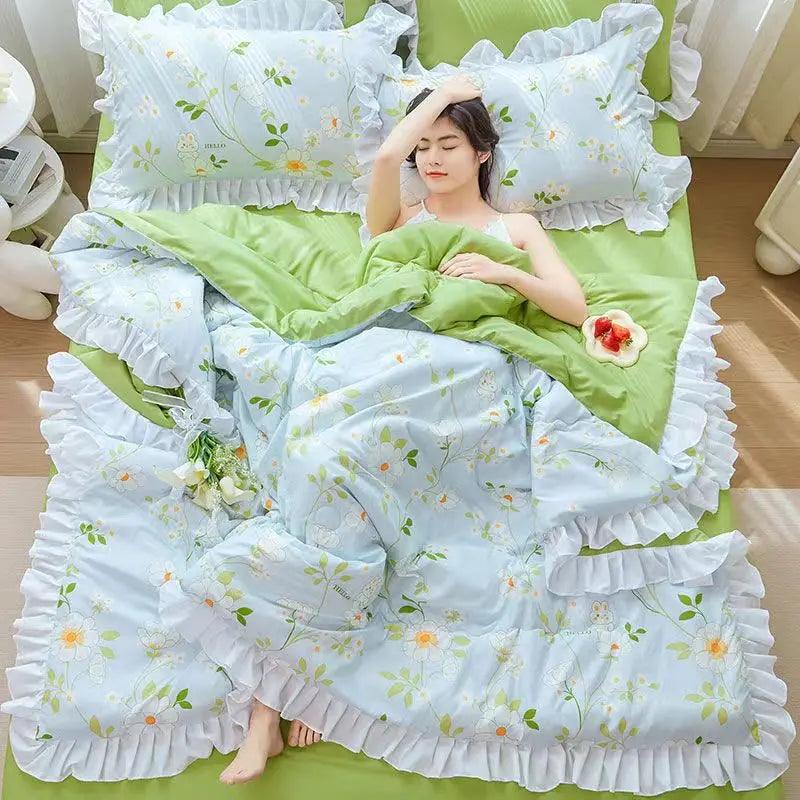 Summer Quilted Blanket Comforter Duvet Cover for Single Double Bed Air Condition Quilt Student Car Kids Adult Bed Cover Bedding Pi-Mart