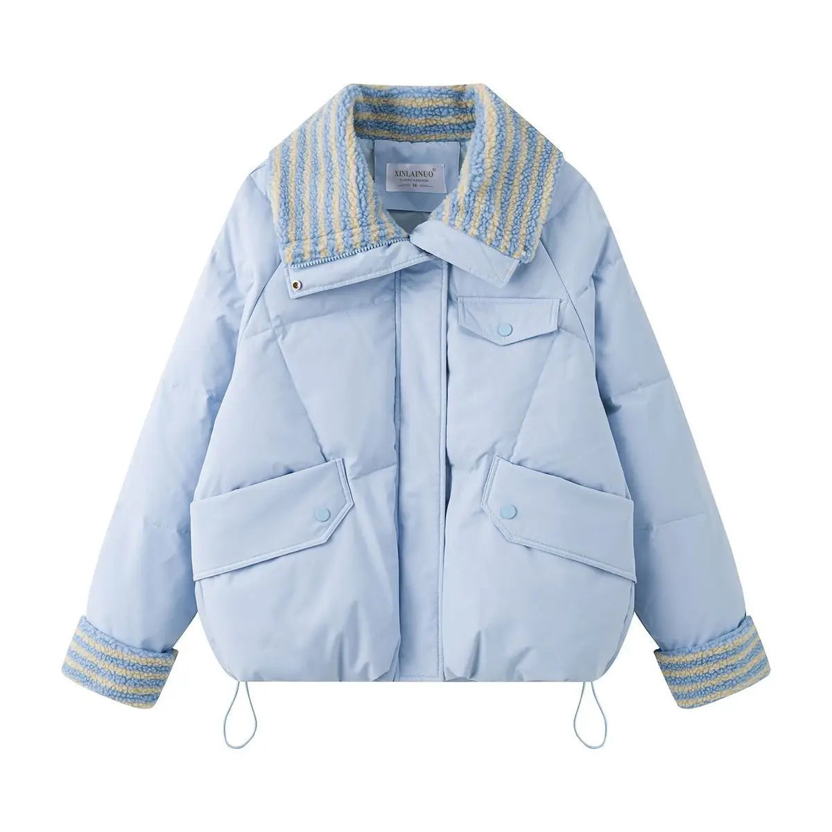 Women Lapel Collar Parkas Jacket Autumn Winter Femme Short Cotton Padded Coat Lady Fashion Long Sleeves Puffer Outwear LadyShow.Store