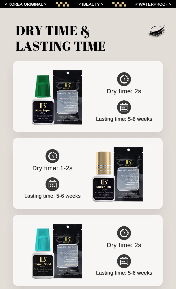 1 Bottle IBeauty Ultra Super Plus Glue Fake Eyelash Extension Korea 0.5s Fast Dry Long Lasting Makeup Tool Adhesive Supplies Pi-Mart