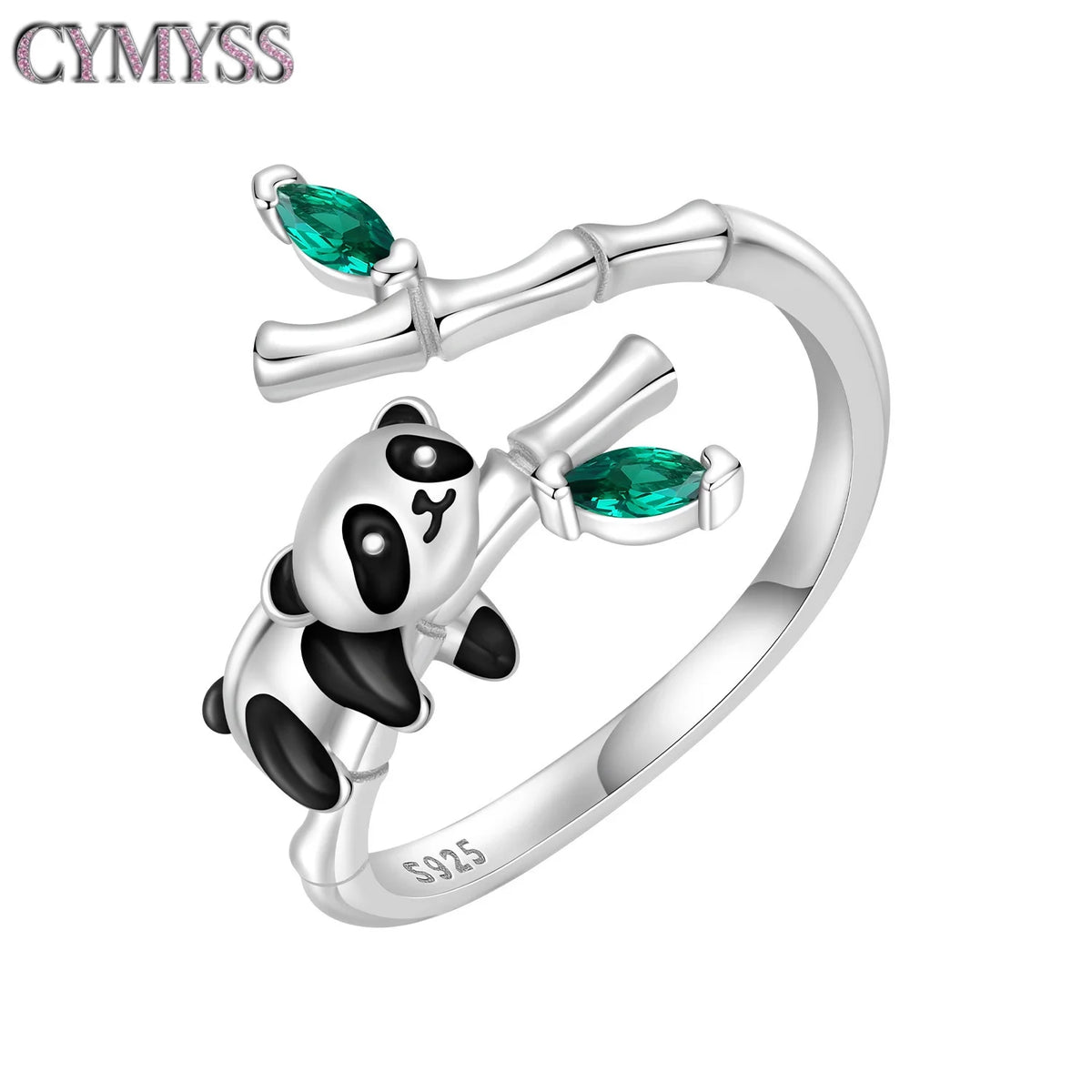 Original 925 Sterling Silver Open Ring Exquisite Panda Dolphin Adjustable Ring Original Daily Fine Jewelry Women Birthday Gifts Pi-Mart