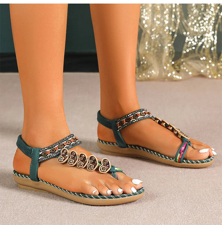 Women's Sandals Bohemia Style Sandals Summer 2026 Shoes For Woman Flip Flops Beach Summer Shoes Women Low Heels Footwear Pi-Mart