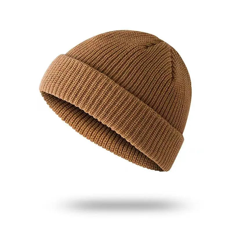 Winter Knitted Hat Warm Outdoor Sport Cold Protection Running Beanie Cap Elastic Thermal Cycling Skull Roll-up Cuffed Cap Pi-Mart
