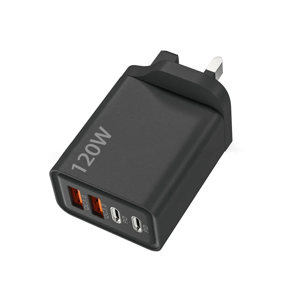 120W USB Type C Charger Mobile Phone Fast Charger Adapter For iPhone Samsung Xiaomi Quick Charge 3.0 EU/US/UK Plug Wall Charger Pi-Mart