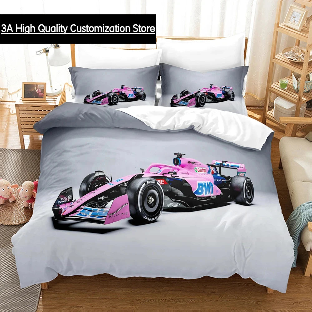 Formula Racing Car Bedding Sets 3D Boys Duvet Cover Set With Pillowcase Twin Full Queen King Bedclothes Bed Linen For Boys Girls Pi-Mart