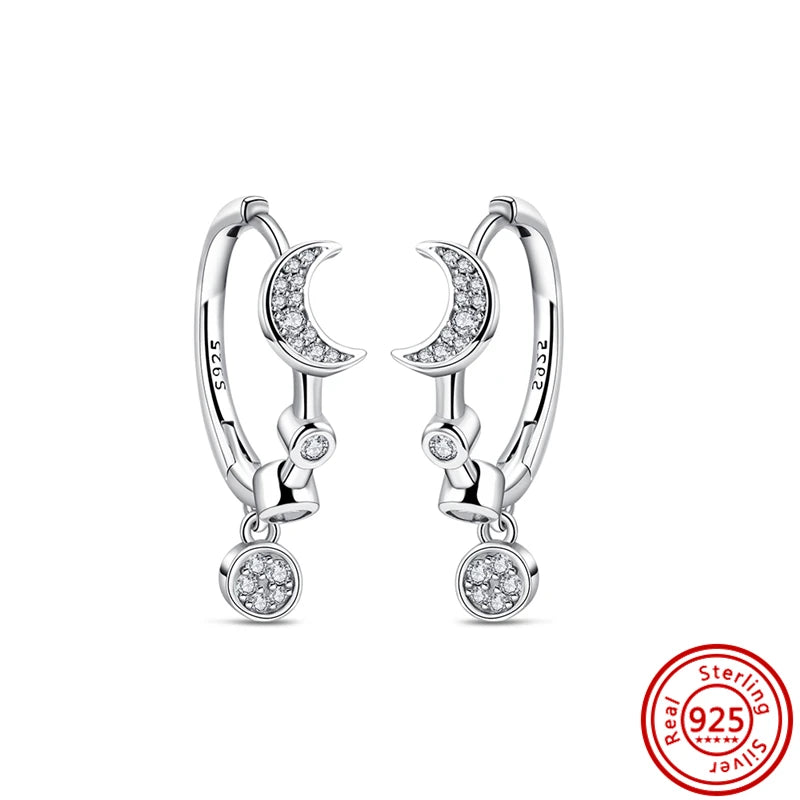 Hot Sale 925 Sterling Silver Heart Earrings Fit Original Charms Hoop Earrings For Women Girls Stud Earring Fine Jewelry Gifts Pi-Mart