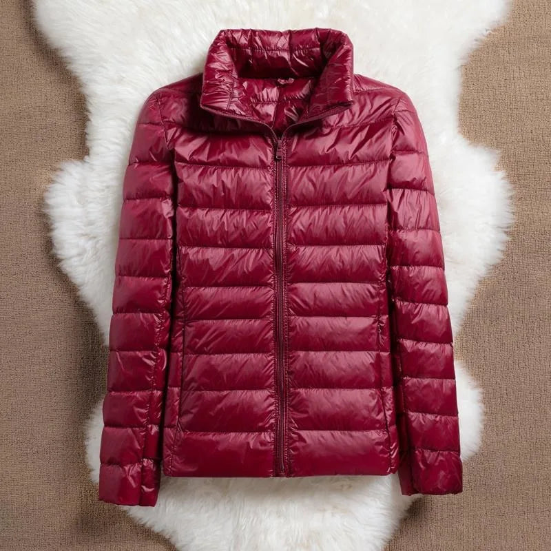 Light Down Coat Women Spring Jacket Fashion Short Ultra Lightweight Packable Puffer Coats Female Down Warm Slim Fit Parkas LadyShow.Store