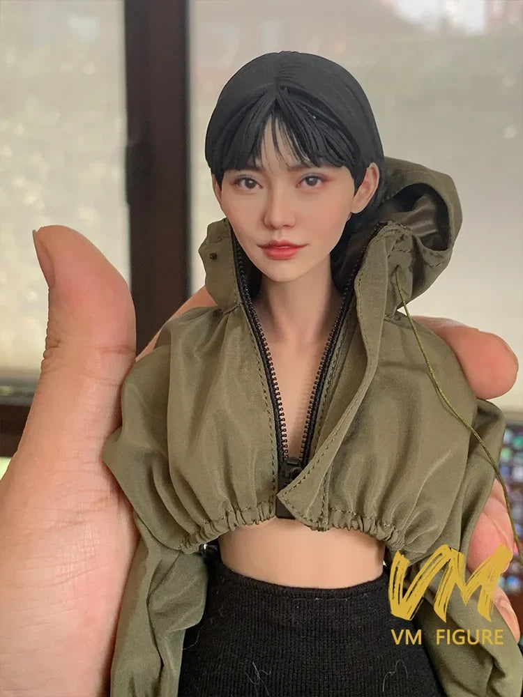 1/6 1/12 Super-realistic Woman Head Sculpture Beauty Head Painted Resin Model For 12" 6" Female Soldier Action Figure Body Doll Tri Light Beauty