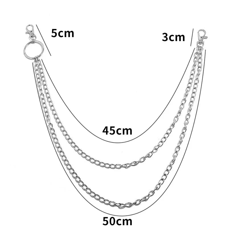 Metal Belt Chain HipHop Rock Punk Hook Trousers Pant Waist Link Metal Wallet Chain Keychain Ring Clip Keyring Jewelry Pi-Mart