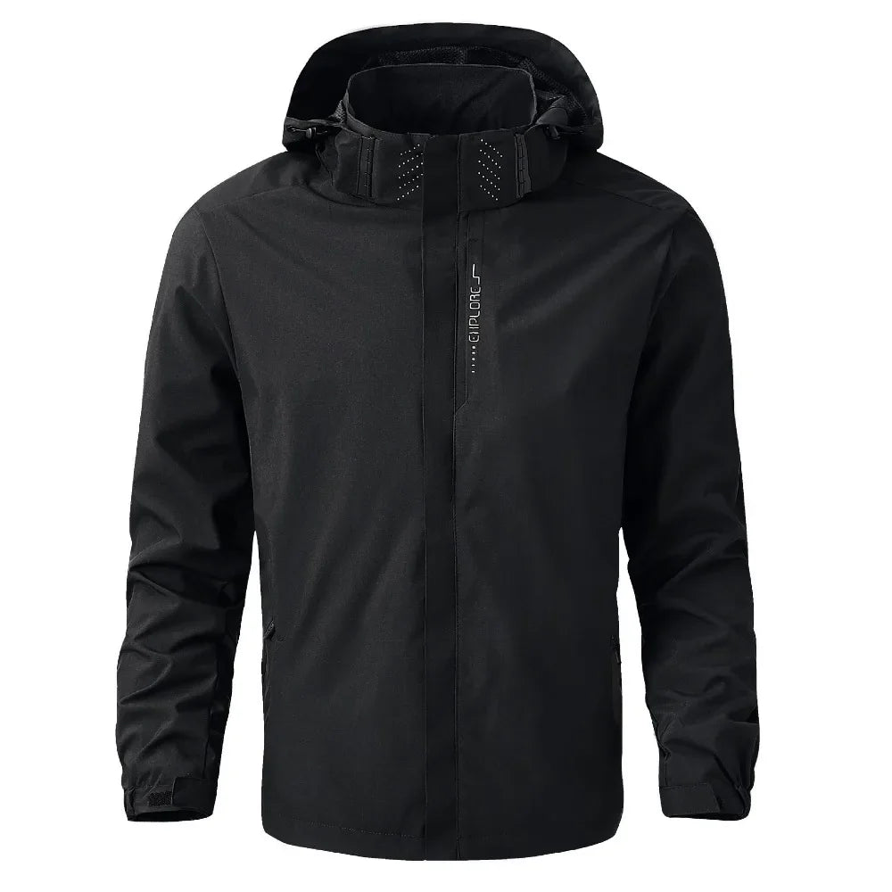 Men's Outdoor Waterproof Raincoat Lightweight Cycling Coat with Hood Streetwear Hiking Windproof Jacket Climbing Outdoor Jackets LadyShow.Store