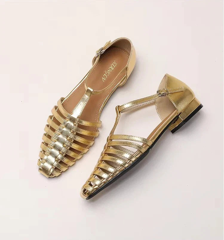 ZAROY Summer Cross Strap Flat Sandals Women Round Toe Ankle Buckle Hollow Casual Roman Sandalia Zapatos De Mujer сандали LadyShow.Store