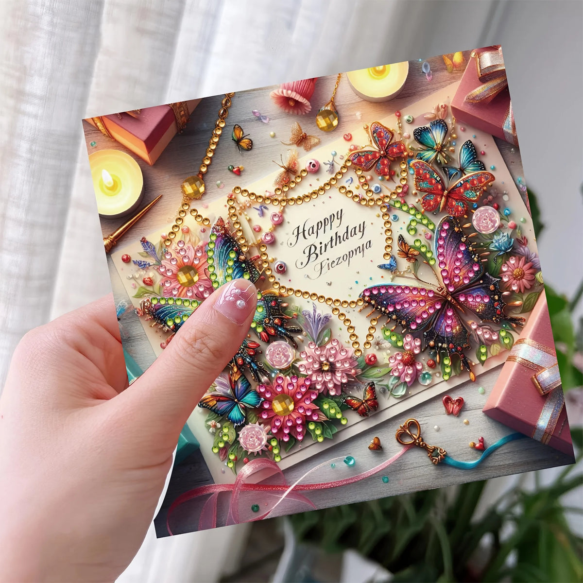 6-Piece/Set DIY Diamond Painting Kit Birthday Card Kit, Unique Flower Pattern Design, Rhinestone Diamond Painting Art Mosaic Pos Pi-Mart