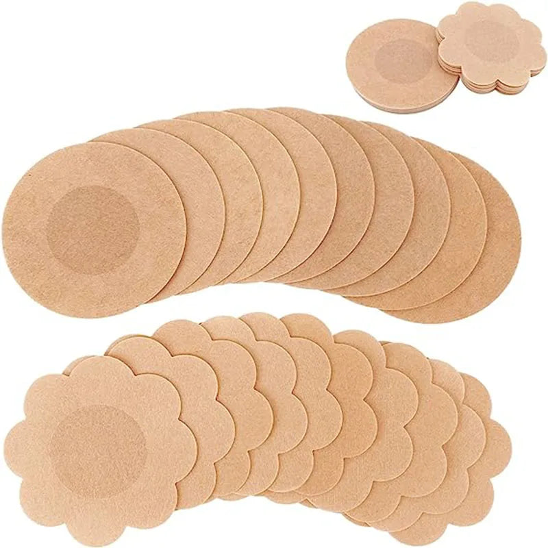 100Pcs Nipple Sticker Disposable Invisible Chest Sticker Non-woven Bra Breast Patch Bra-less Pasties Pad Nipple Cover Stickers Pi-Mart