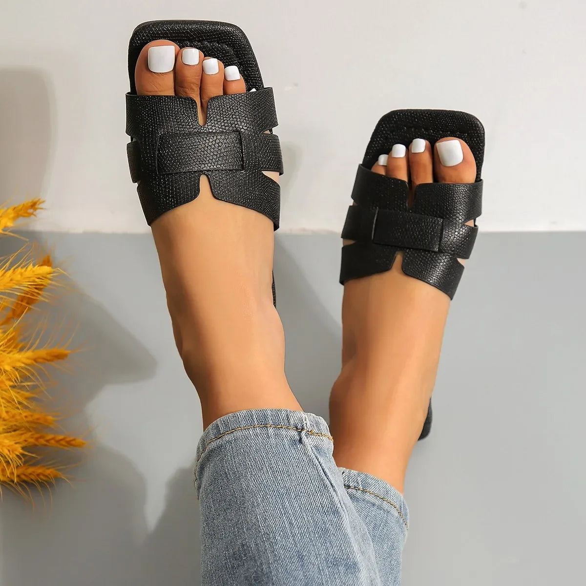 New Women Slippers Fashion Designer Beach Flats Woman Casual Sandals Dress Walking Flip Flops Open Toe Slides Mujer Zapatos Pi-Mart