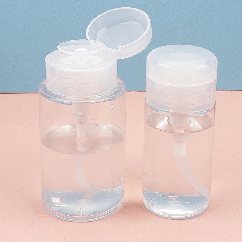 1 Pcs Refillable Bottles Push-type Bottling Empty Pump Dispenser Bottle for Nail Polish and Makeup Remover Bottle Packaging Tri Light Beauty