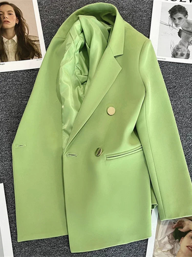 Women Suit Blazer Elegant Coat 2025 Spring Autumn Fashion Korean Blazer Luxury Double Breasted Jacket Solid Ladies Tops Clothes LadyShow.Store