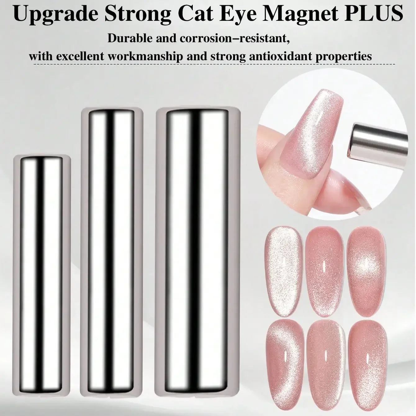 3x0.7cm Round Nail Art Cat Eye Gel Magnetic Pen for Gel Polish 3D Cat Eye Nails Painting Strong Magnet Stick Manicure DIY 2030 Tri Light Beauty